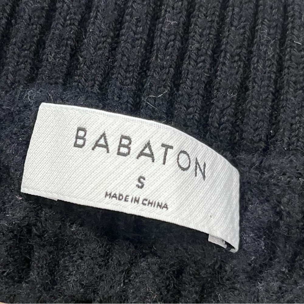 Aritzia Babaton Emporia Merino Wool V-Neck Sweater Vest Black Small Cable Knit - Picture 8 of 11